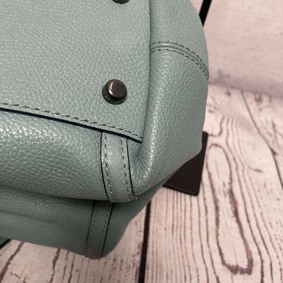 Coach Turnlock Edie Shoulder‎ Bag Cloud Blue Pebbled Leather Chain - Picture 9 of 16